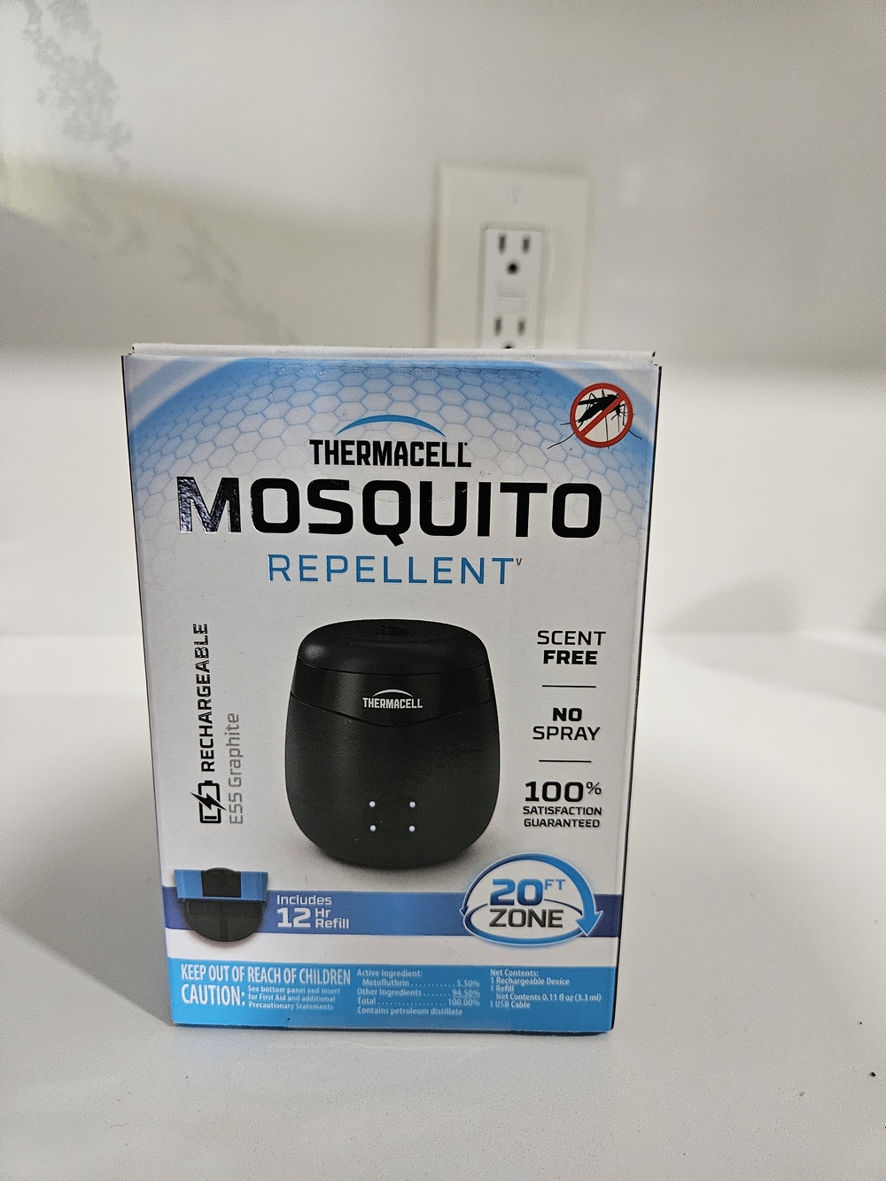 Thermacell Rechargeable Mosquito Repellent E55L 20ft Zone Cordless NEW